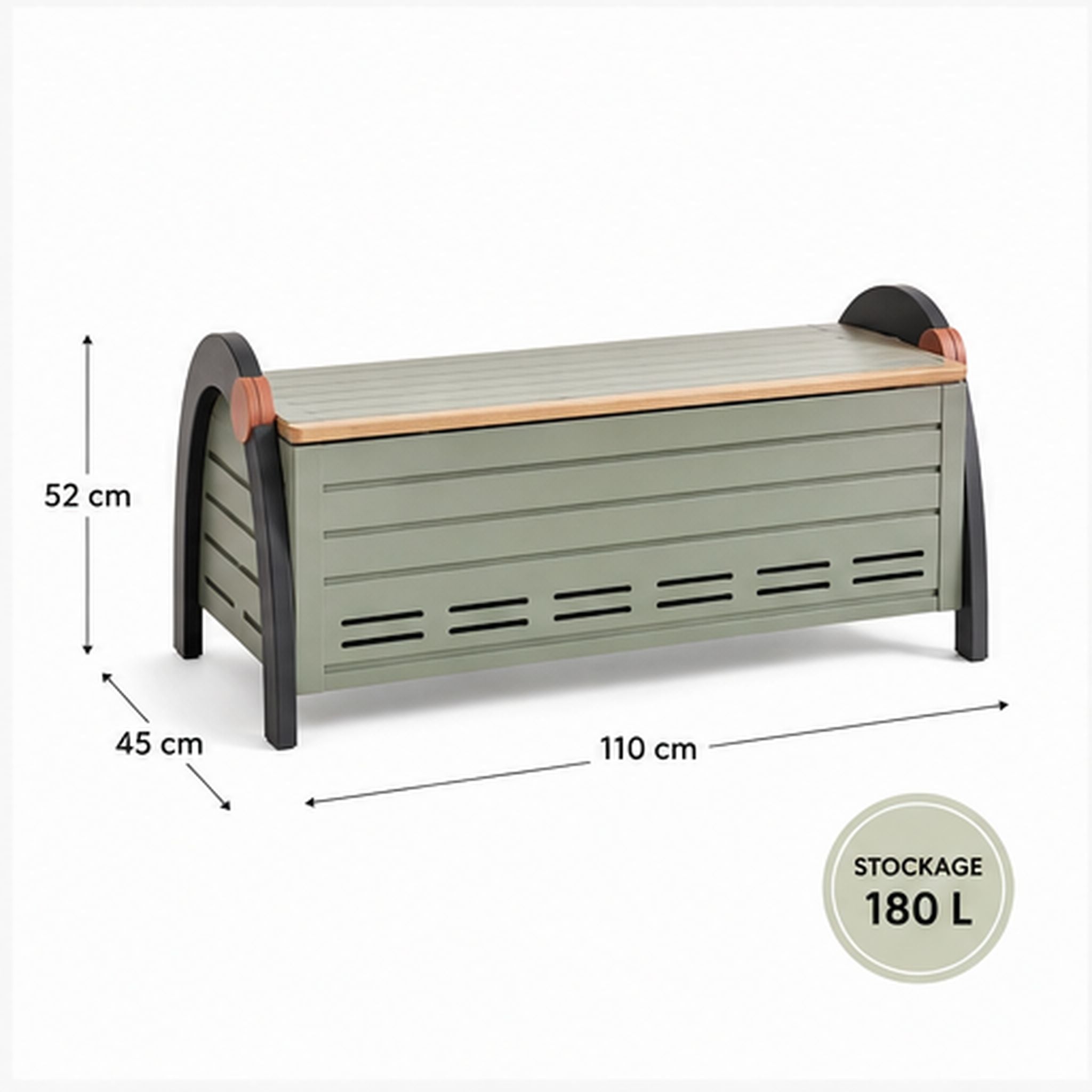 ArcBench Vault – Banc-coffre extérieur ventilé 180 litres