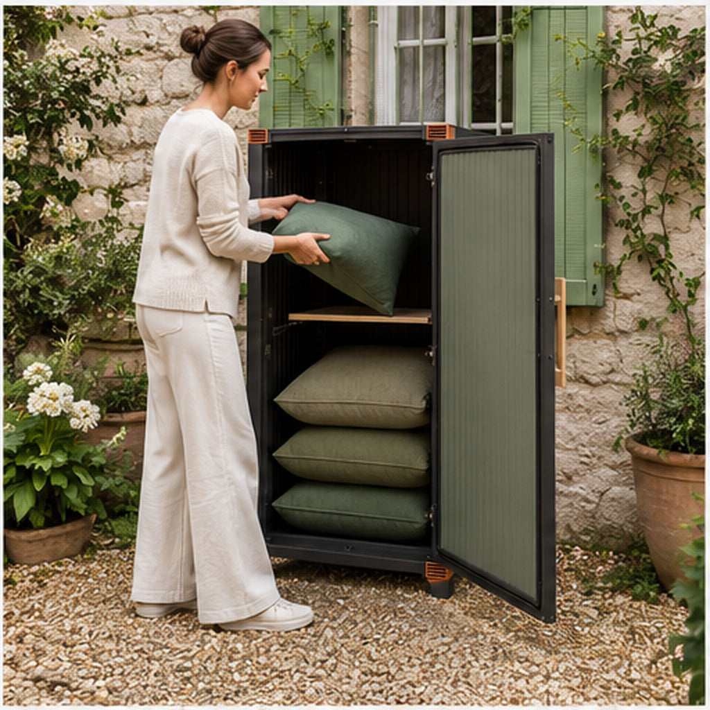 CushionVault Slim – Armoire extérieure étroite pour coussins 320 litres