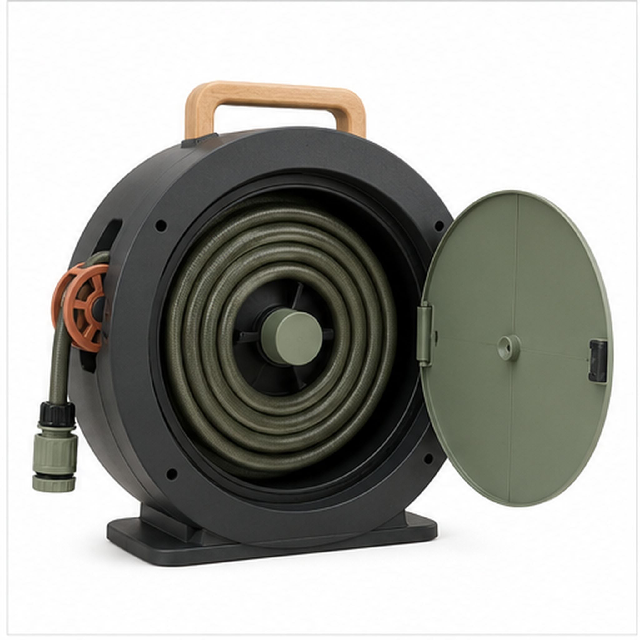 HoseHalo Hide – Dévidoir compact avec tuyau de jardin 20 mètres