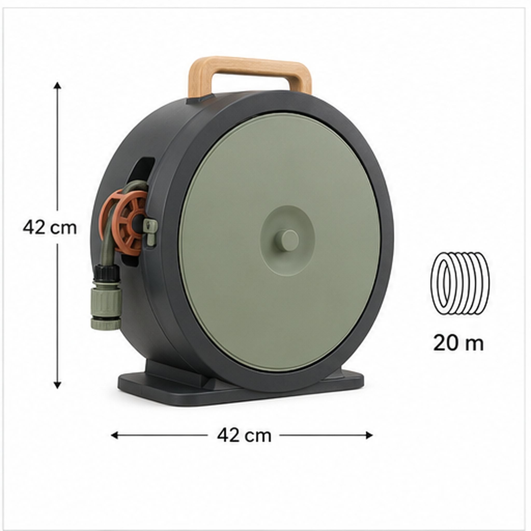 HoseHalo Hide – Dévidoir compact avec tuyau de jardin 20 mètres