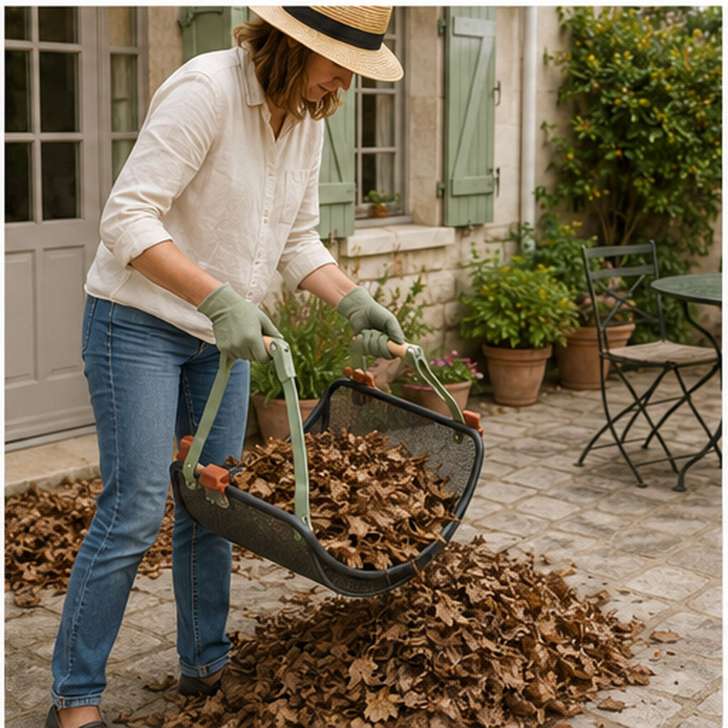 LeafSieve Crescent – Ramasse-feuilles pliant avec tamis amovible