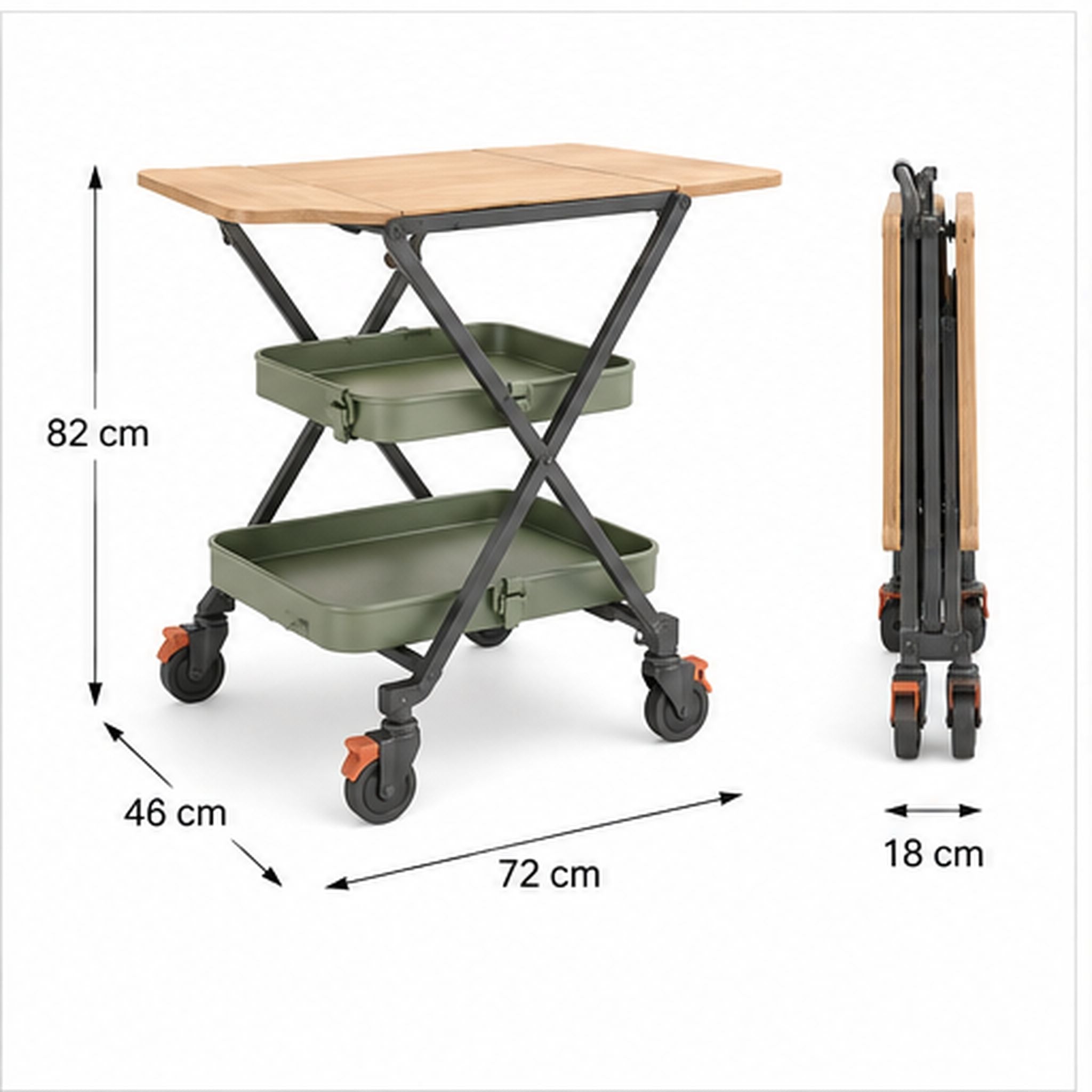 PatioFold Trolley – Chariot extérieur pliant convertible en desserte