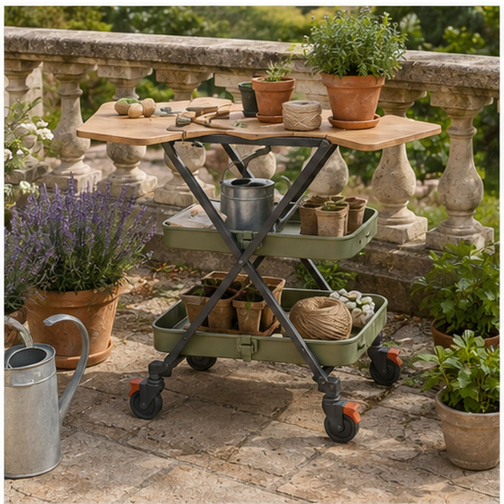 PatioFold Trolley – Chariot extérieur pliant convertible en desserte