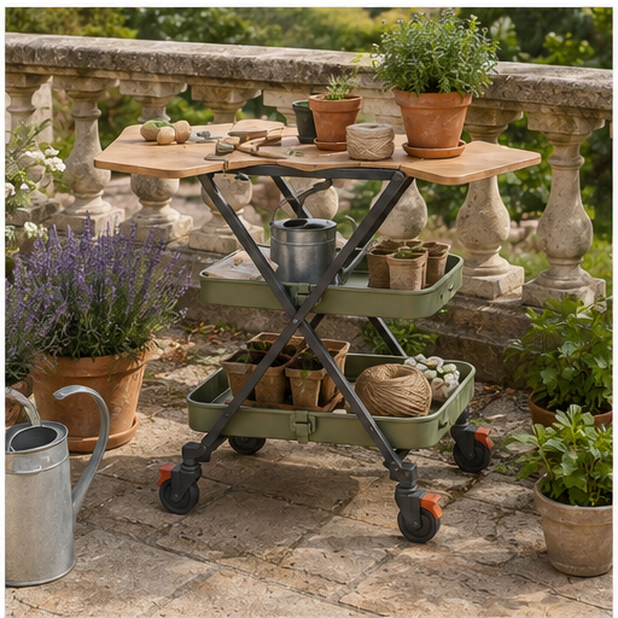 PatioFold Trolley – Chariot extérieur pliant convertible en desserte