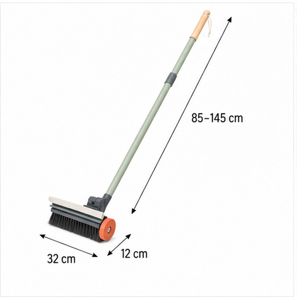 PatioPulse Duo – Brosse télescopique avec raclette pour terrasse