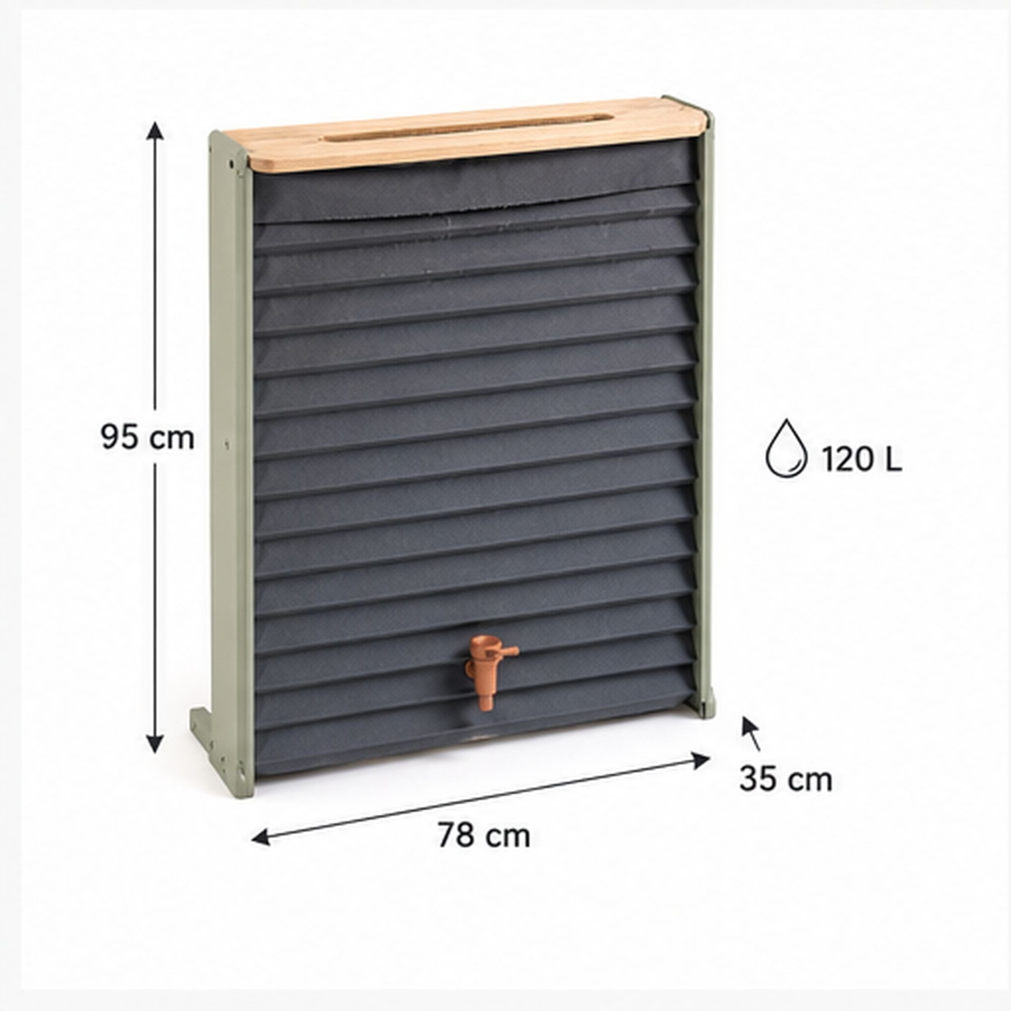 RainFold Slim – Récupérateur d’eau de pluie pliable 120 litres