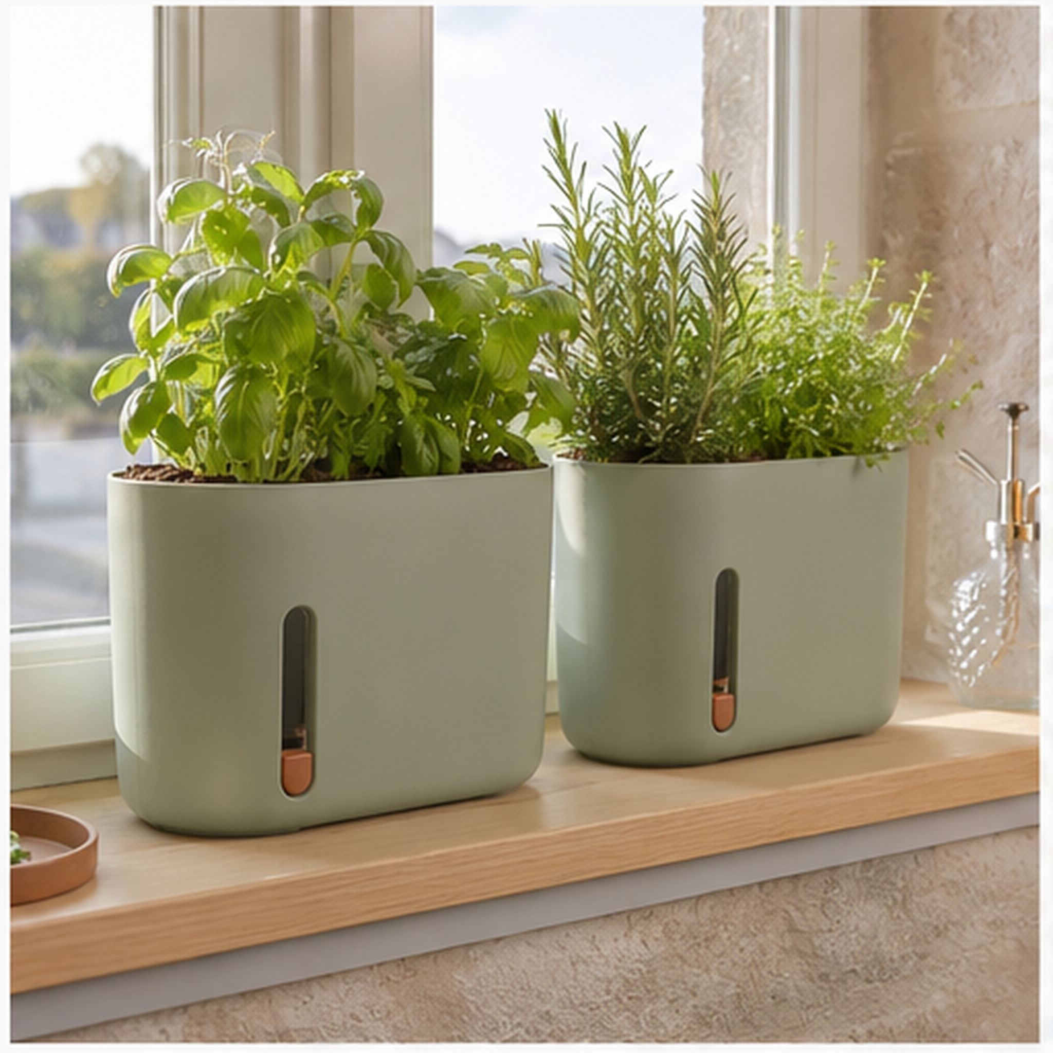 RootWindow Duo – Lot de deux pots auto-arrosants avec fenêtre racinaire